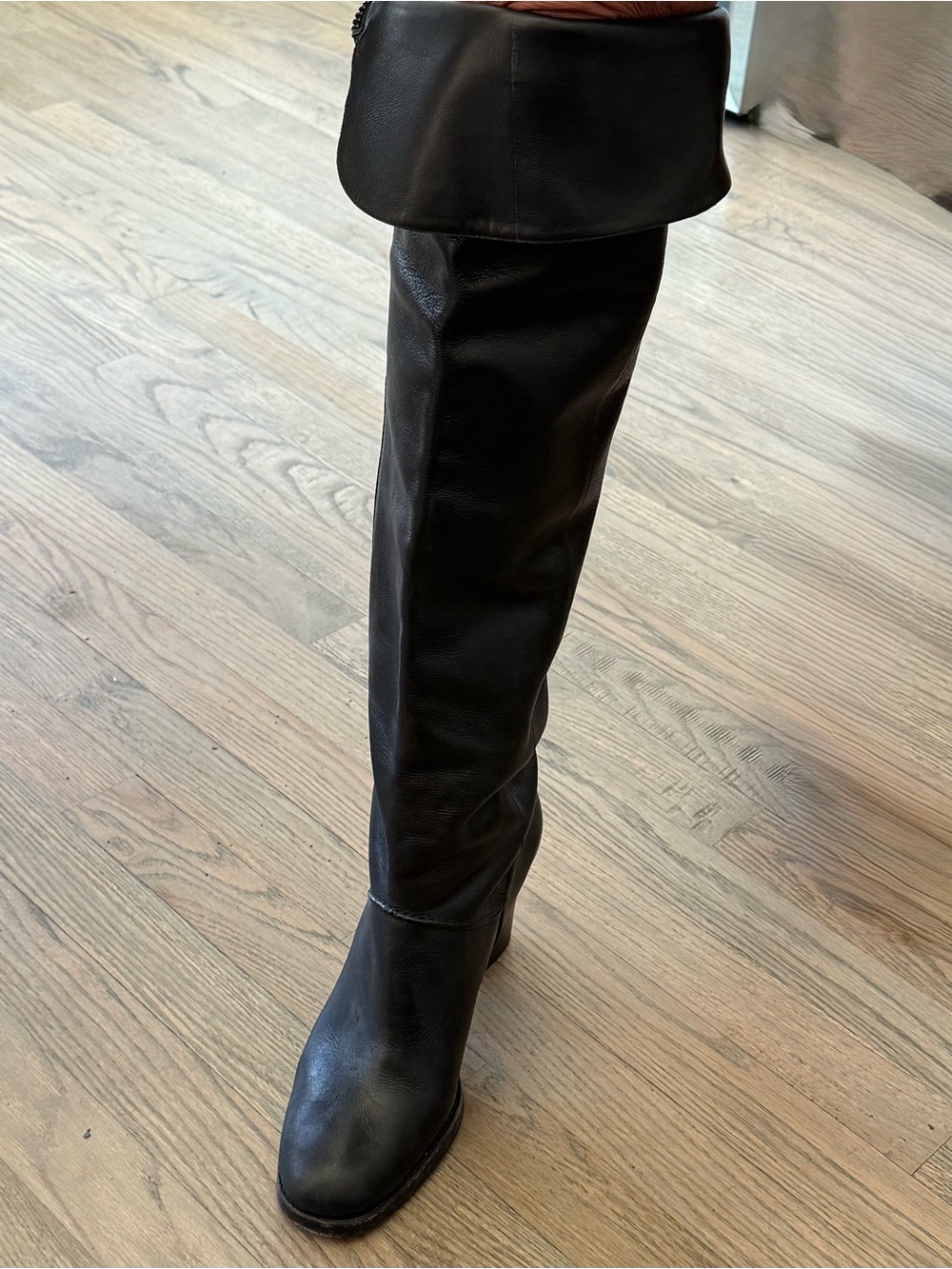 Via Spiga Black Over-the-Knee Leather Boots